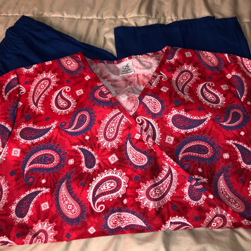 Red Scrub Top